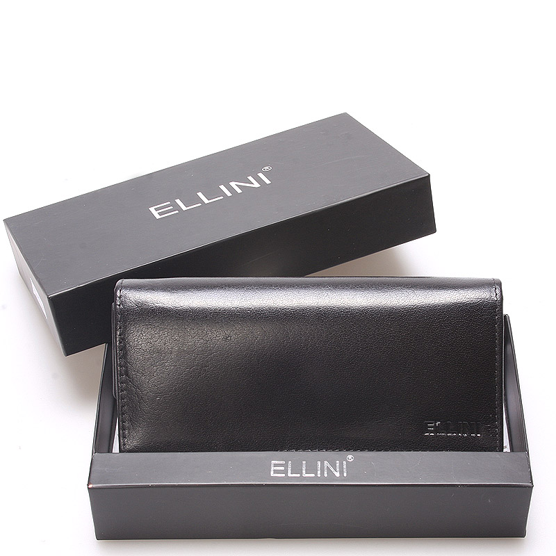 Dámska väčšia kožená čierna peňaženka - Ellina Damalis