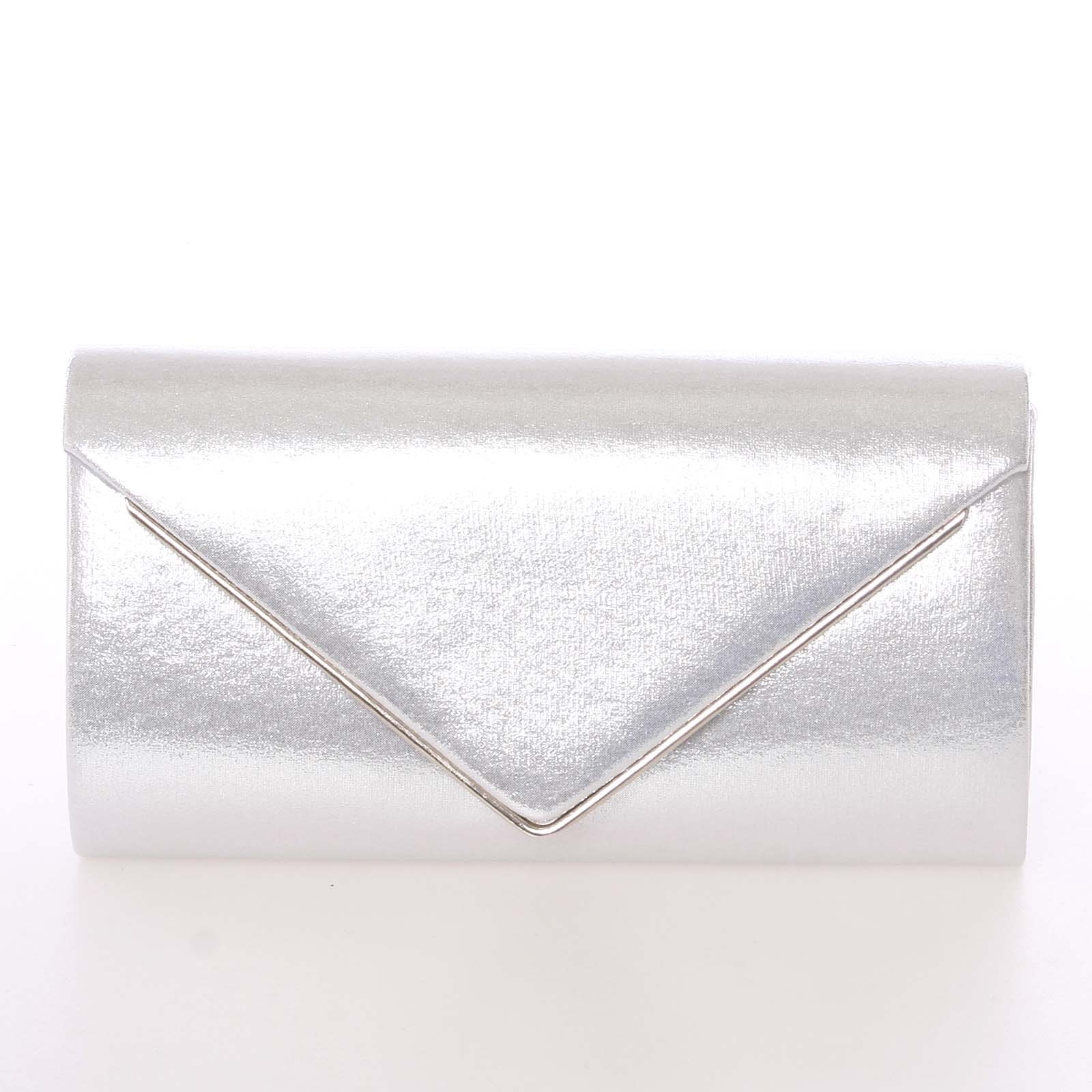 Moderná saténová dámska listová kabelka strieborná s glitterom - Delami D697