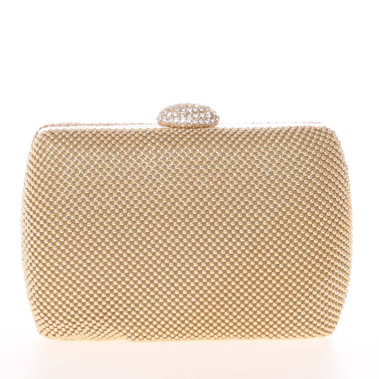 Menšia dámska perleťová listová kabelka zlatá - Delami V4039