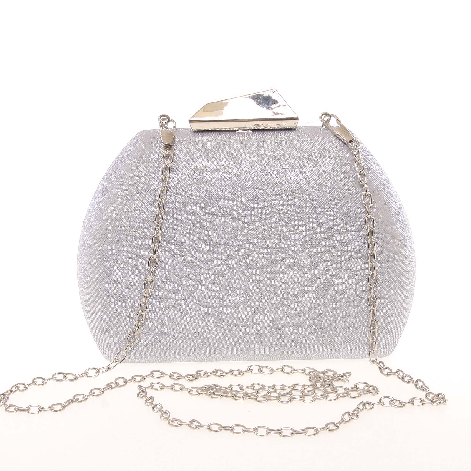 Módna dámska večerná listová kabelka strieborná - Delami 2902