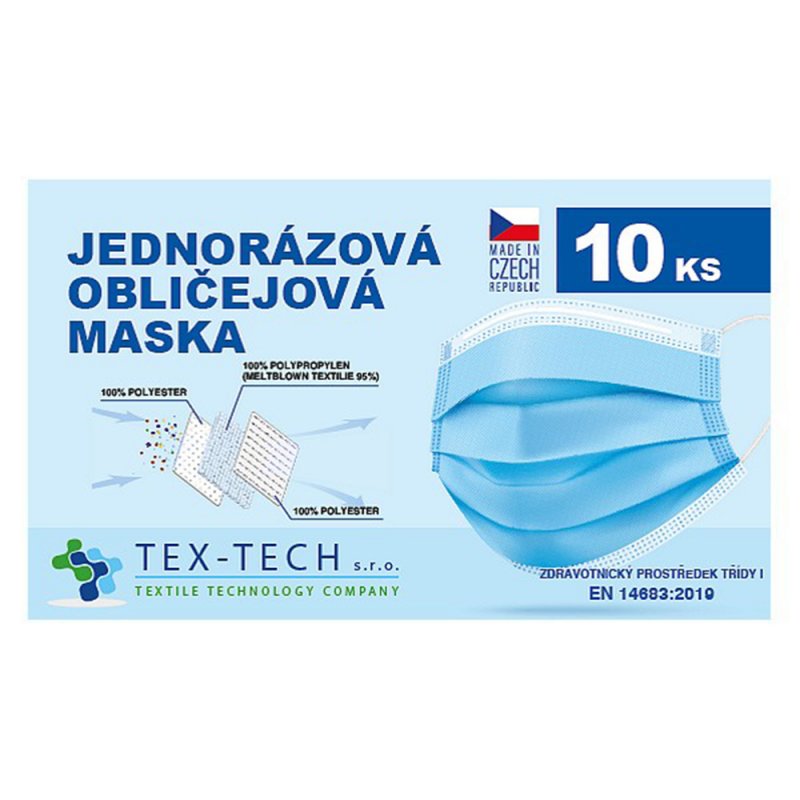 Jednorazové zdravotnícke rúško českej výroby 10ks