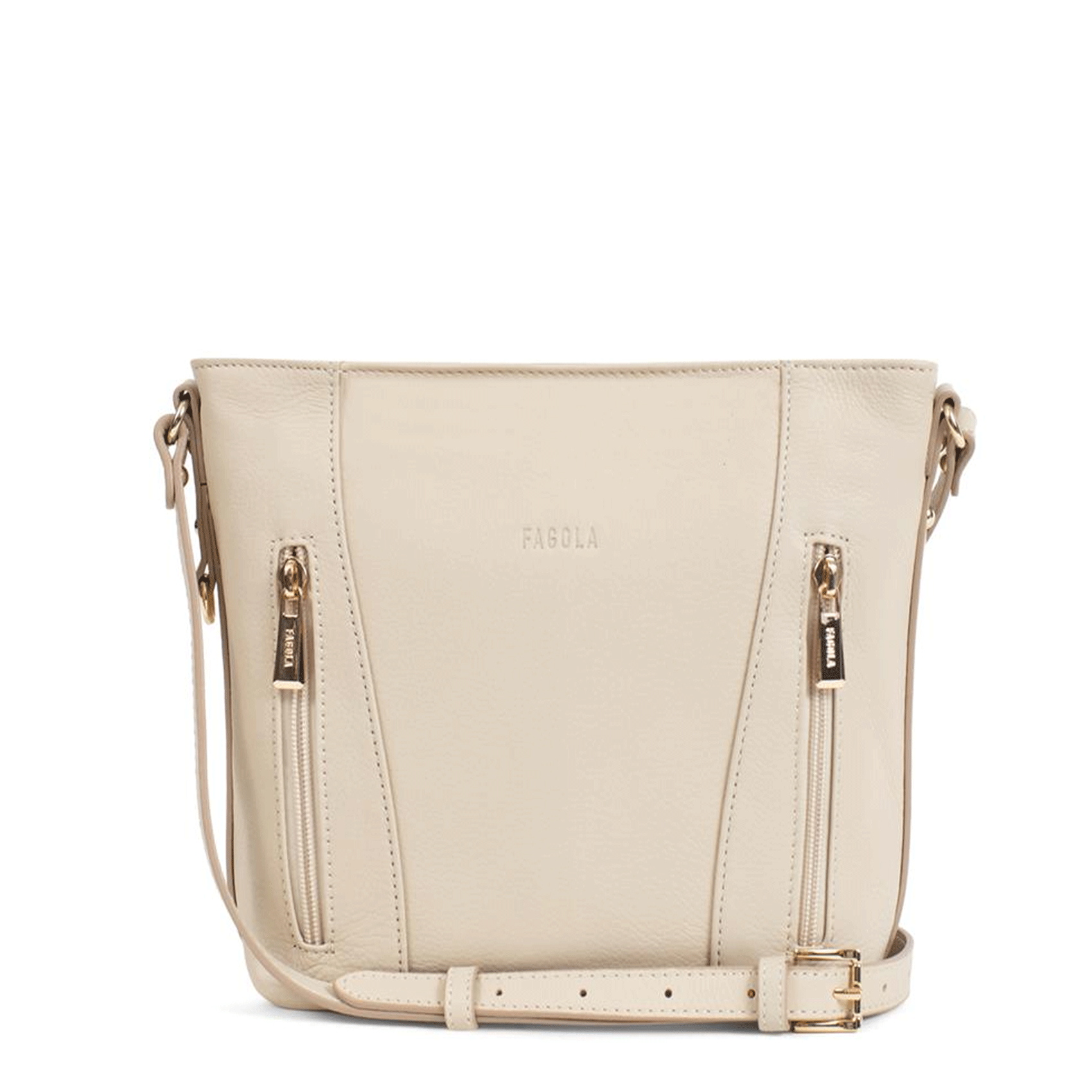 Dámska kožená kabelka cez rameno béžová - Fagola Preira