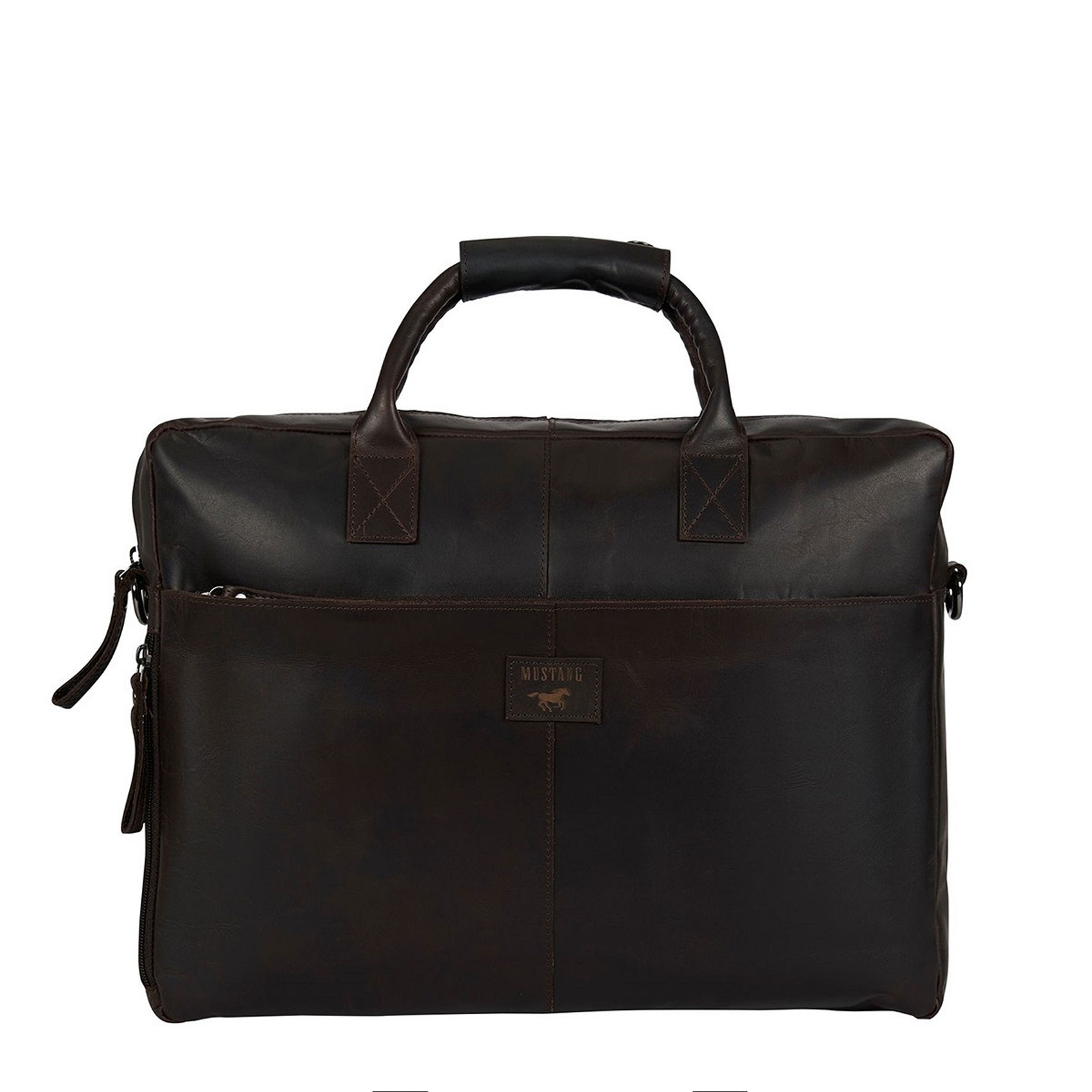 Pánska kožená taška na notebook tmavo hnedá - Mustang William