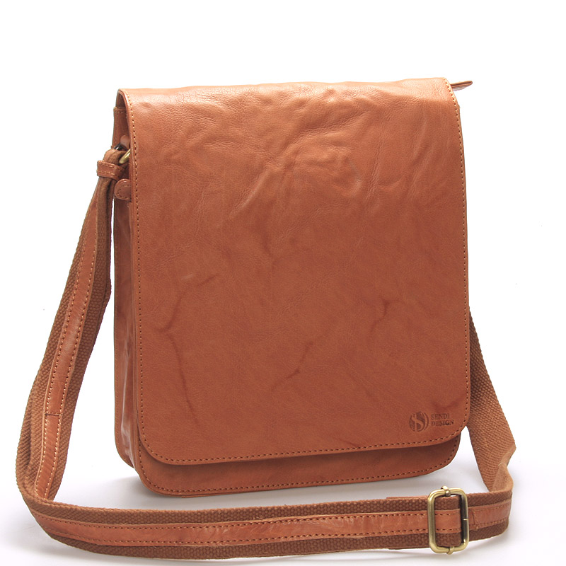 Väčšia svetlohnedá crossbody pánska kožená taška - SendiDesign darilo