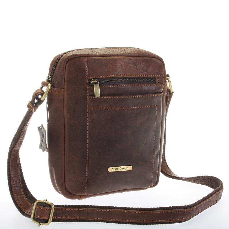 Perfektná pánska hnedá kožená taška - SendiDesign Halir