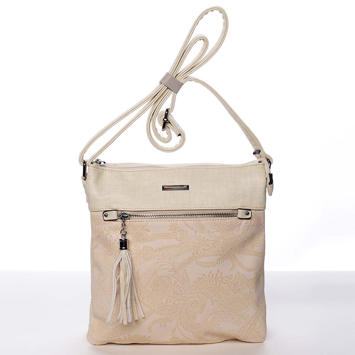 Elegantná marhuľová mäkká dámska crossbody kabelka - Silvia Rosa Roxana