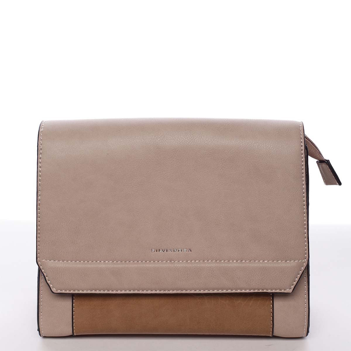 Elegantná pevná dámska crossbody kabelka taupe - Silvia Rosa Molly