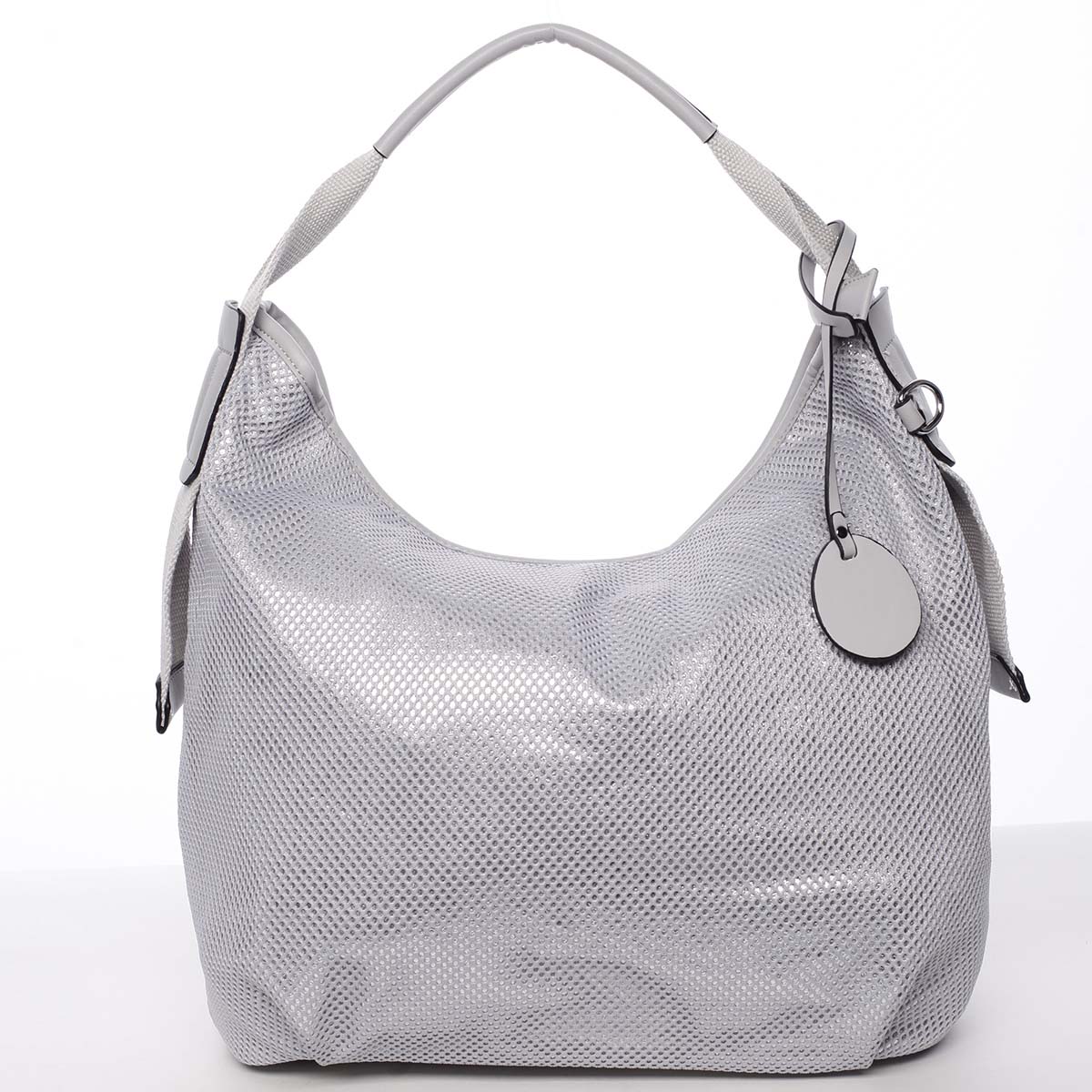 Letné perforovaná dámska kabelka cez rameno šedá - Maria C Nicol 