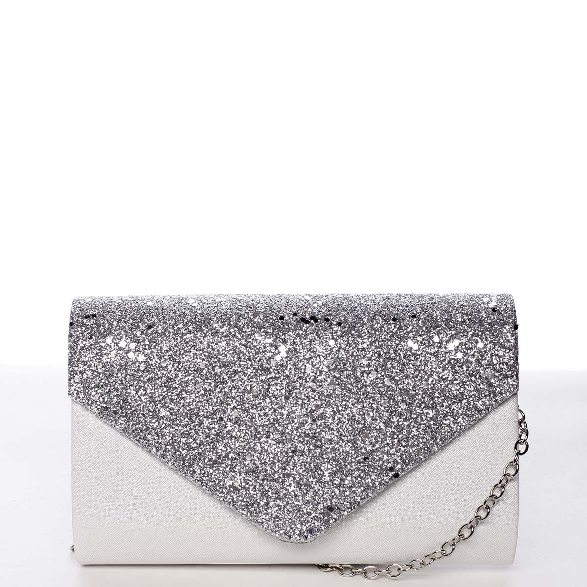 Dámska listová kabelka s glitrami strieborná - Michelle Moon Luisa