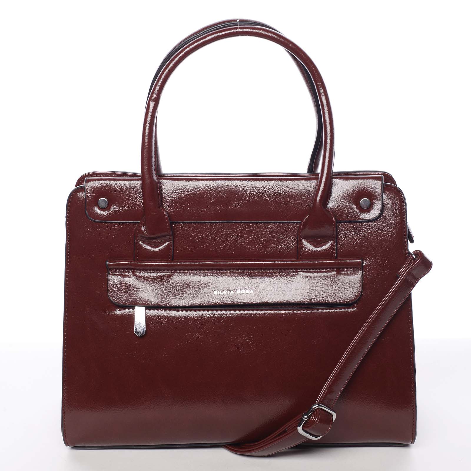 Elegantná pevná dámska kabelka do ruky tmavočervená - Silvia Rosa Takeon