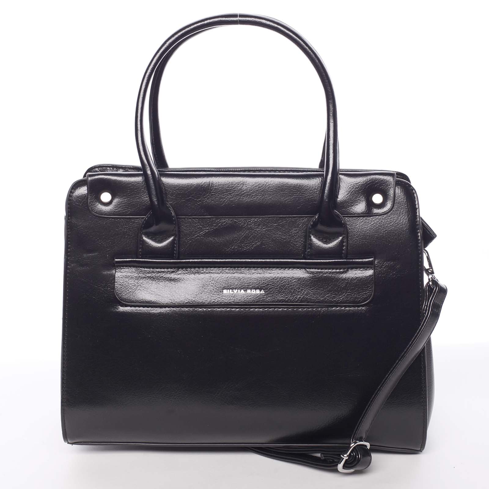 Elegantná pevná dámska kabelka do ruky čierna - Silvia Rosa Takeon