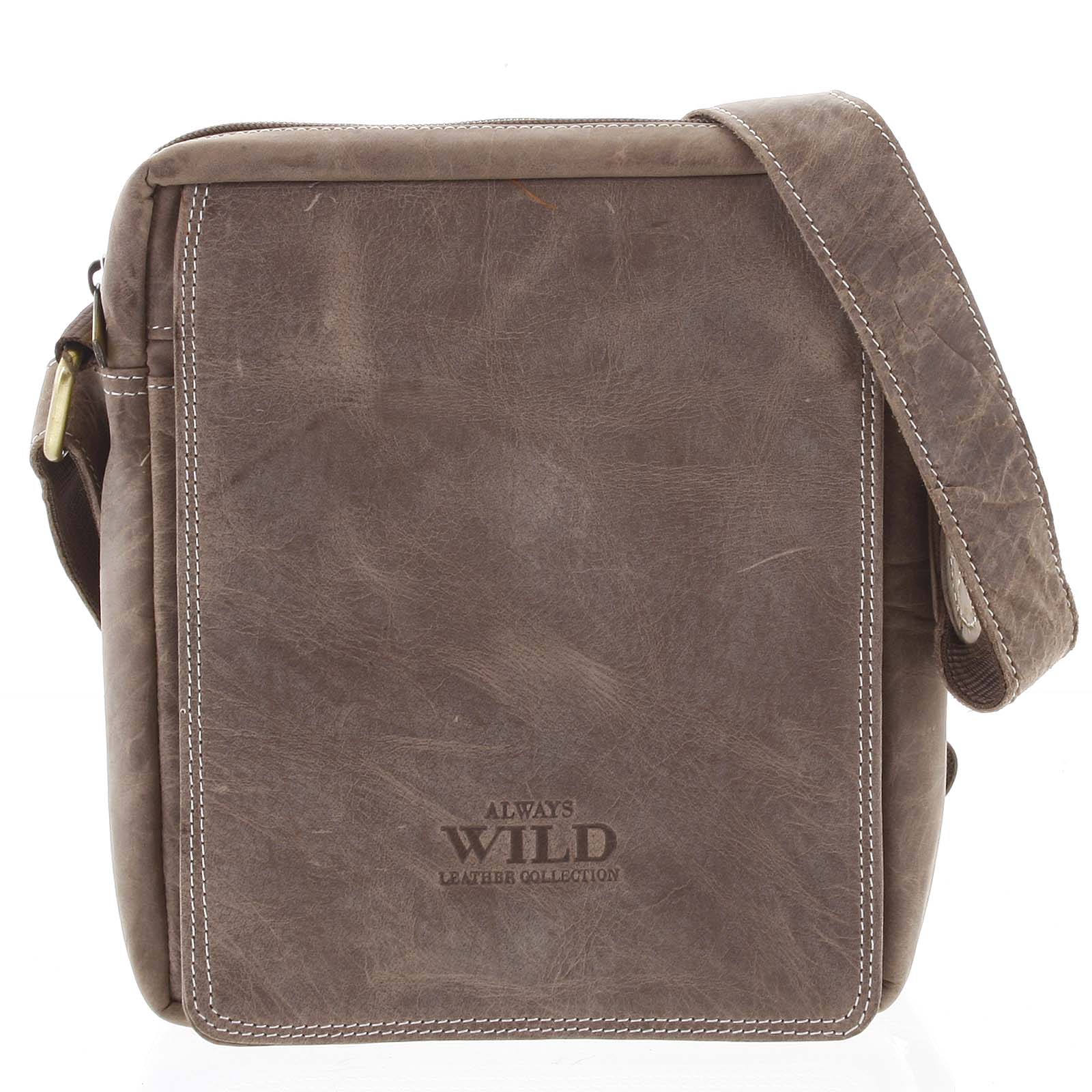Pánska kožená crossbody taška taupe - WILD Yander