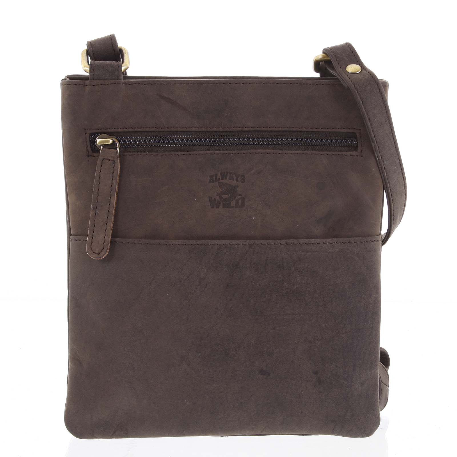 Pánska kožená crossbody taška tmavohnedá - WILD Graison