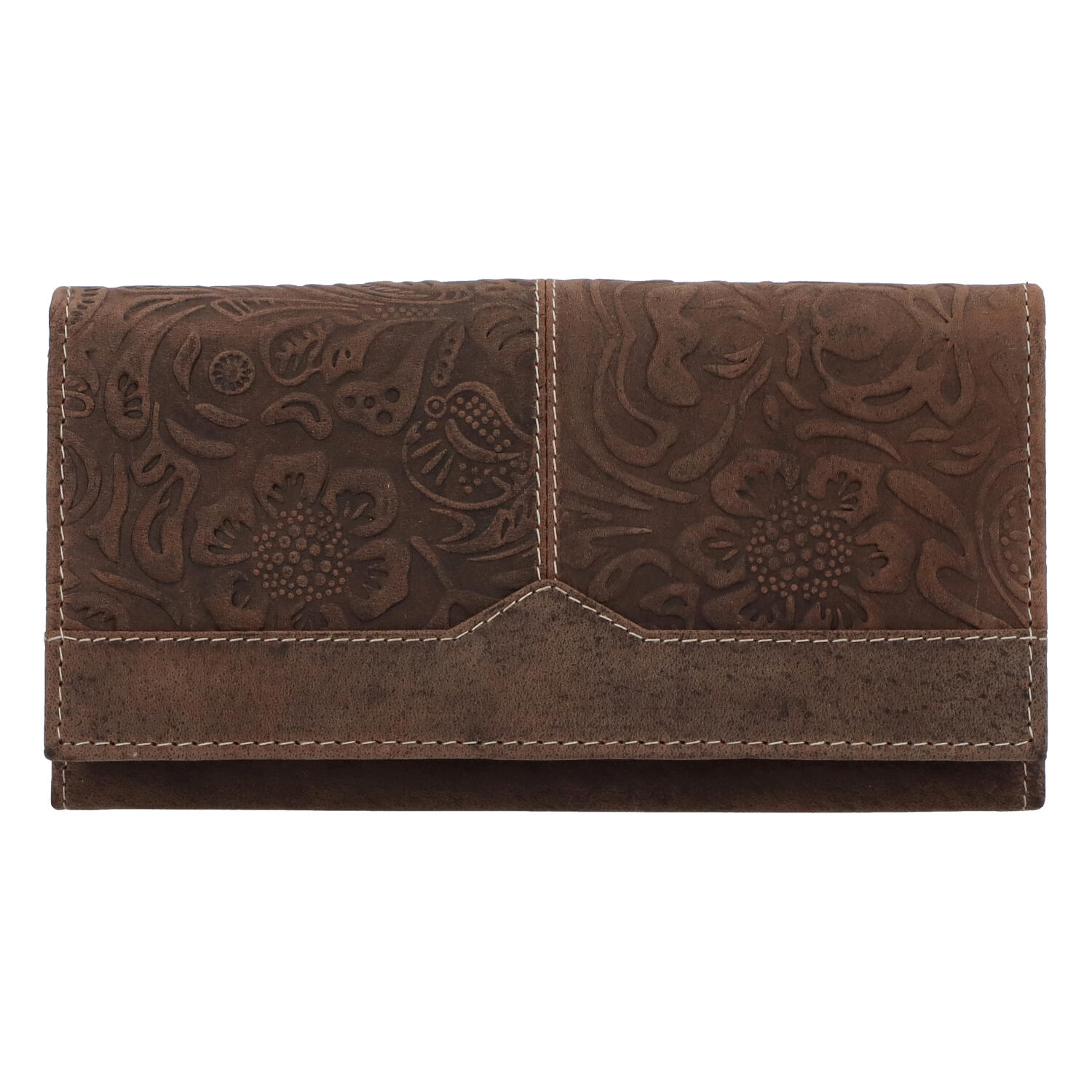 Dámska kožená peňaženka hnedá so vzorom - Tomas Slat hnedá