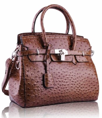 Kabelka s imitáciou pštrosej kože LS Fashion LS00140A vo farbe nude