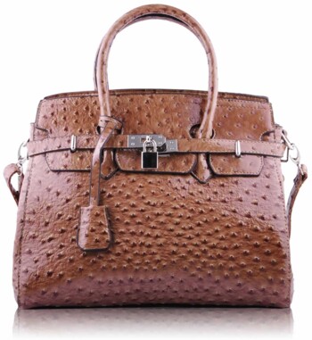 Kabelka s imitáciou pštrosej kože LS Fashion LS00140A vo farbe nude