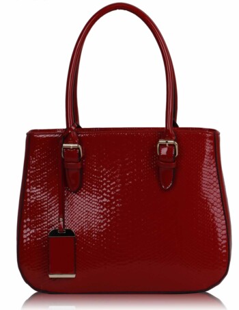 Červená elegantná lesklá kabelka LS00176