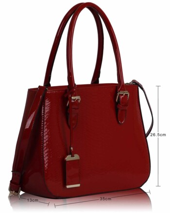 Červená elegantná lesklá kabelka LS00176