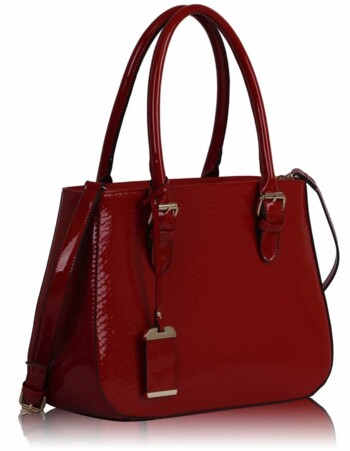 Červená elegantná lesklá kabelka LS00176