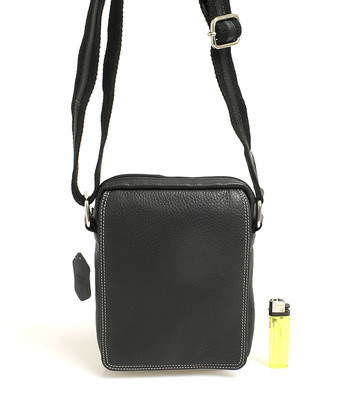 Čierna kožená pánska taška cez rameno 52006