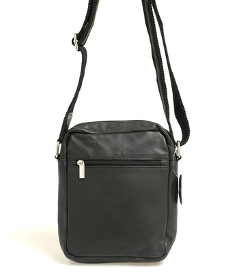Čierna kožená pánska taška cez rameno 52005