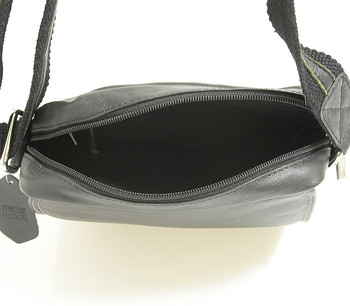 Čierna kožená pánska taška cez rameno 52005