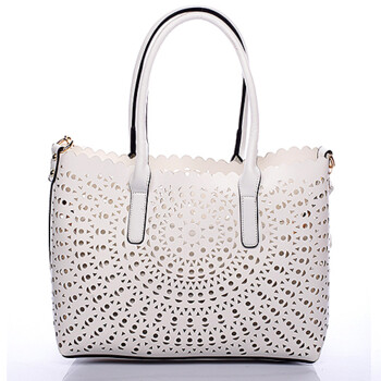 Biela perforovaná kabelka cez rameno David Jones Graffiti
