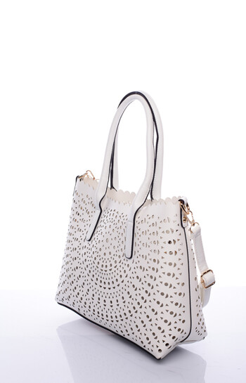 Biela perforovaná kabelka cez rameno David Jones Graffiti