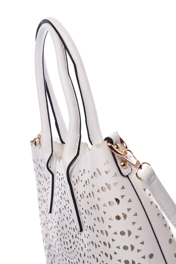 Biela perforovaná kabelka cez rameno David Jones Graffiti