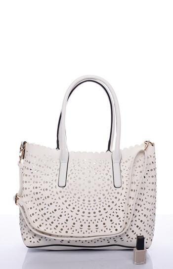 Biela perforovaná kabelka cez rameno David Jones Graffiti