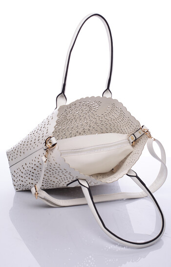 Biela perforovaná kabelka cez rameno David Jones Graffiti