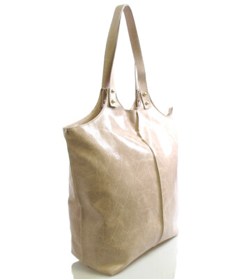 Luxusná pudrová velká kožená kabelka ItalY 12021