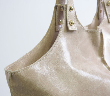 Luxusná pudrová velká kožená kabelka ItalY 12021