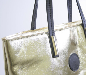 Zlatá kožená kabelka ItalY 25001