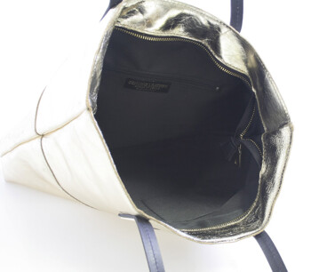 Zlatá kožená kabelka ItalY 25001