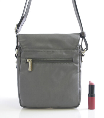 Sivá crossbody kabelka Hexagona Nina s koženými detailmi