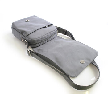 Sivá crossbody kabelka Hexagona Nina s koženými detailmi