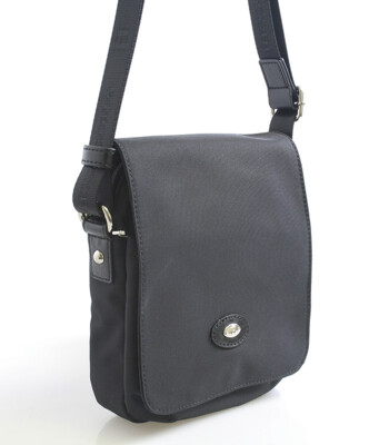 Dámska kabelka čierna crossbody s koženými detailmi - Hexagona Nina