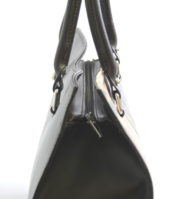 Hnedá kožená kabelka ItalY Picasso s potlačou