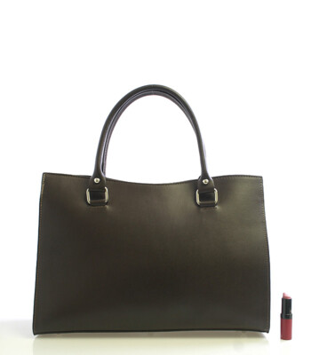 Hnedá kožená kabelka ItalY Picasso s potlačou