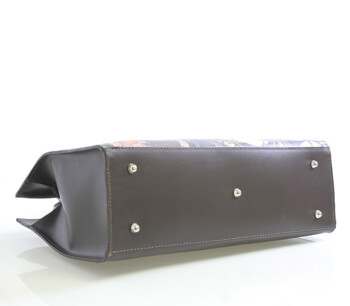 Hnedá kožená kabelka ItalY Picasso s potlačou