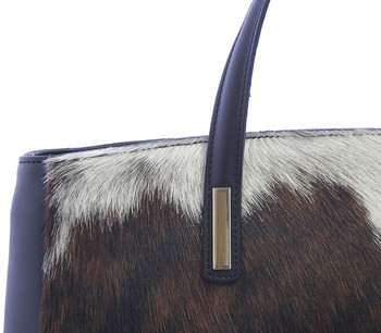 Černá kožená kabelka s kožešinou ItalY Marge