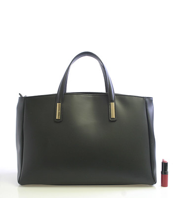 Černá kožená kabelka s kožešinou ItalY Marge