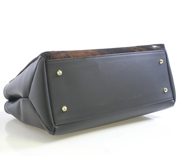 Černá kožená kabelka s kožešinou ItalY Marge