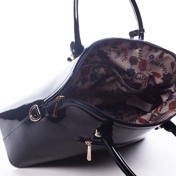 Modrá lakovaná kabelka s chlpami David Jones Annora