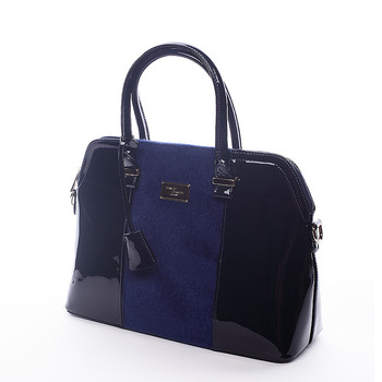 Modrá lakovaná kabelka s chlpami David Jones Annora