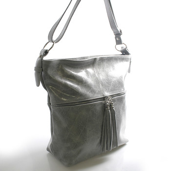 Šedá kožená veľká crossbody kabelka ItalY Isabel