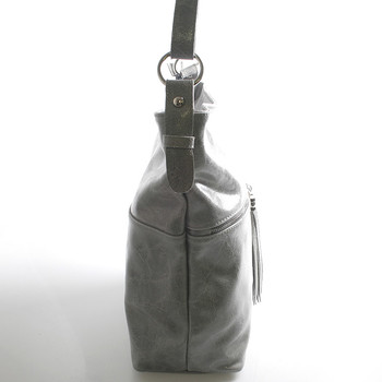 Šedá kožená veľká crossbody kabelka ItalY Isabel
