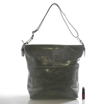 Šedá kožená veľká crossbody kabelka ItalY Isabel