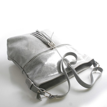 Šedá kožená veľká crossbody kabelka ItalY Isabel